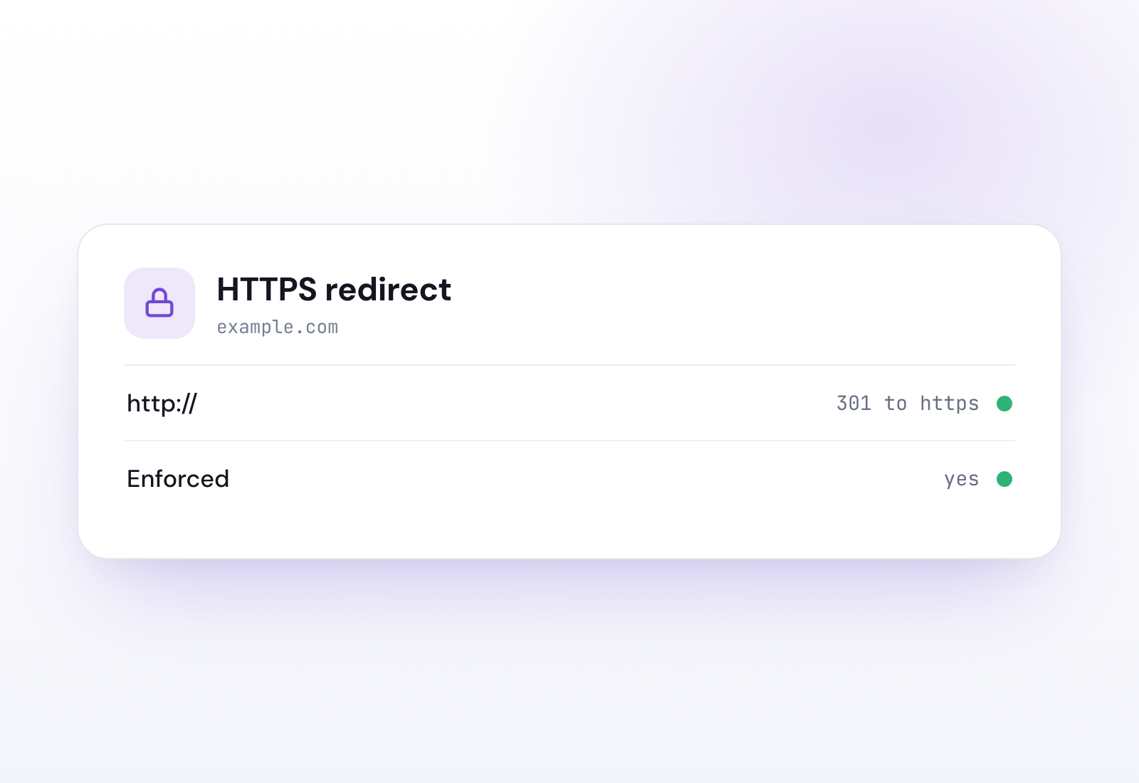 Example HTTPS redirect checker result