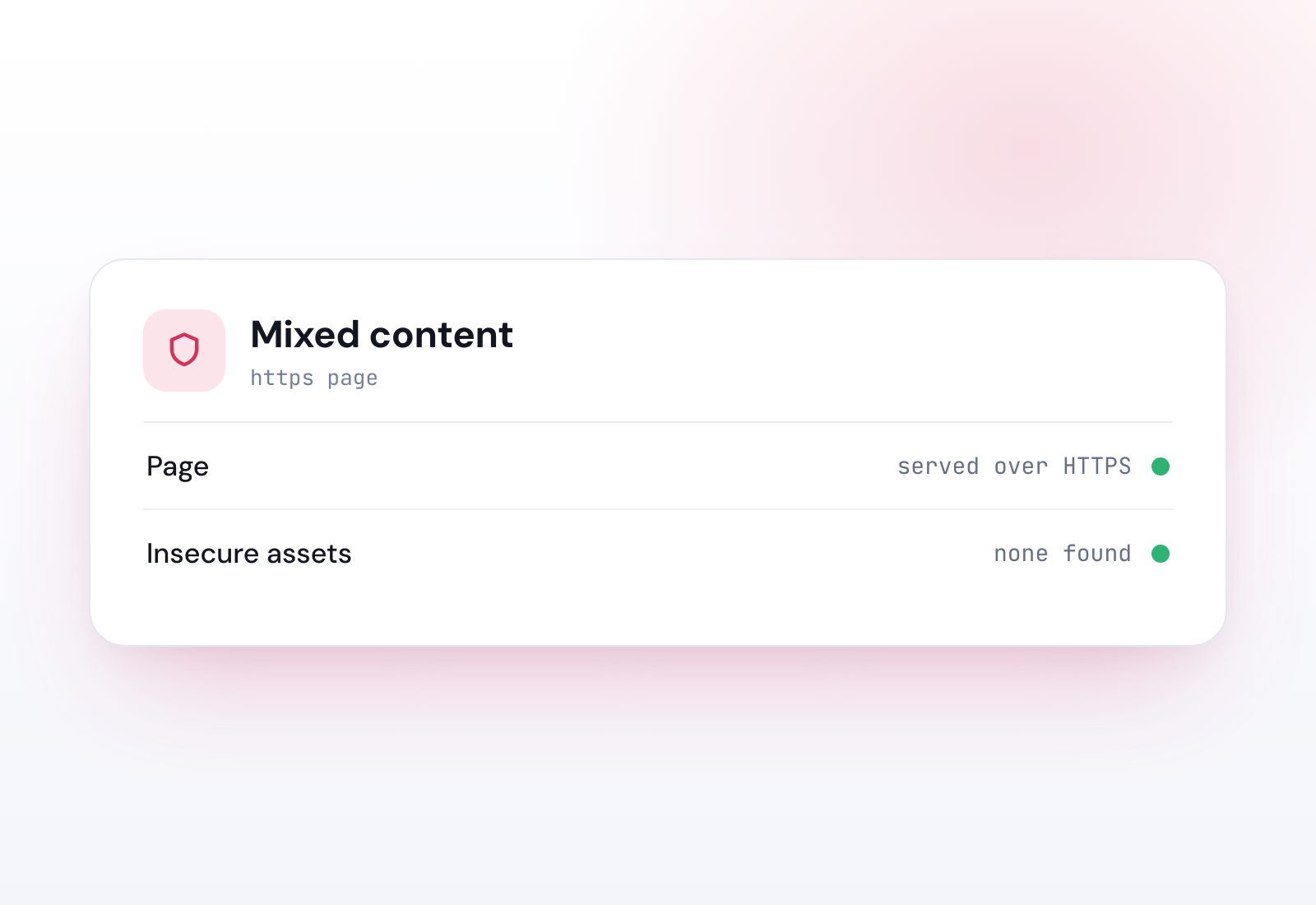 Example Mixed content checker result