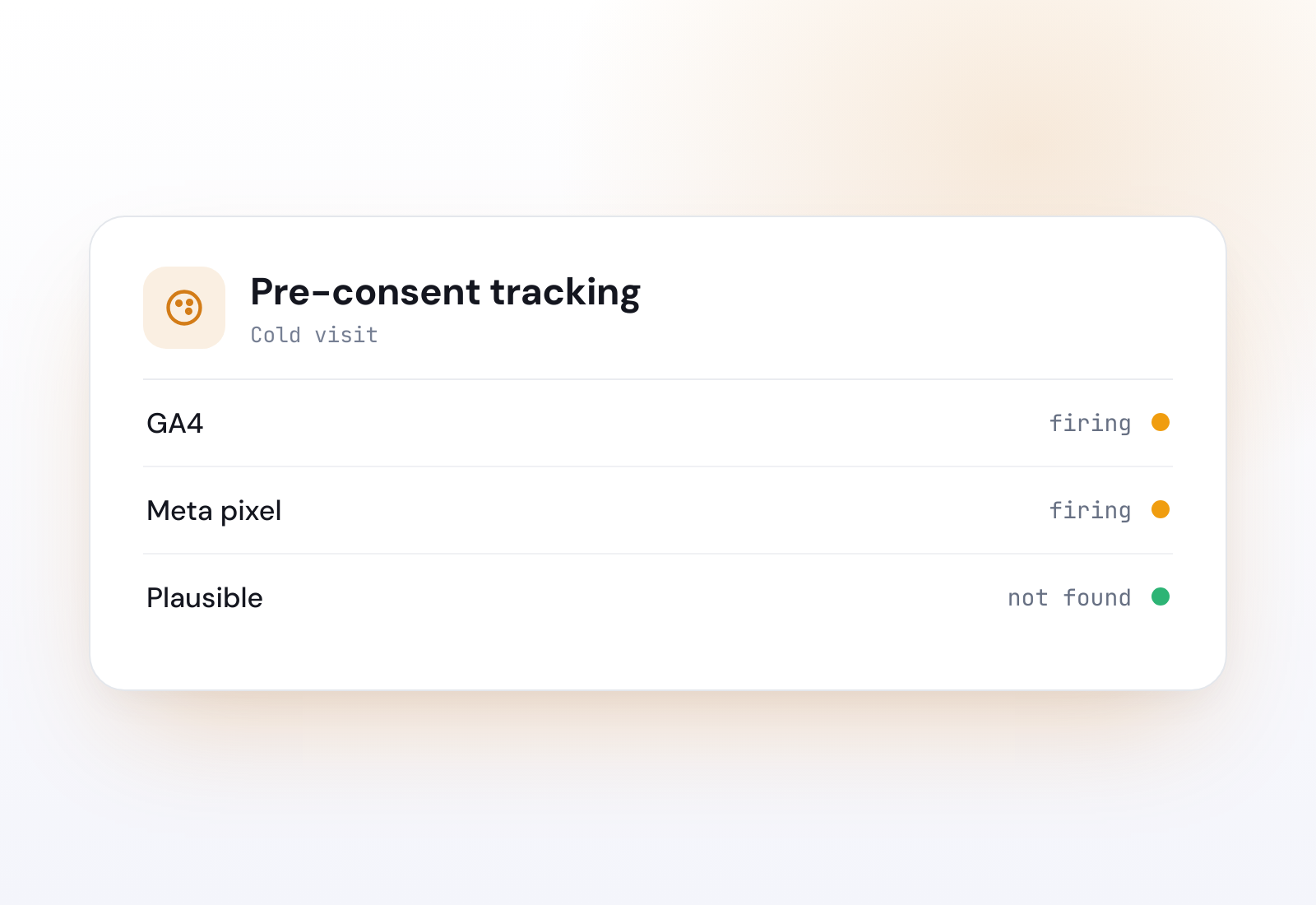 Example Pre-consent tracking checker result